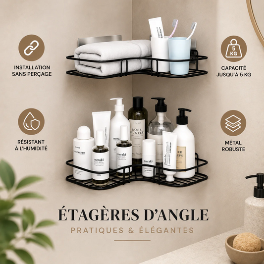 Organisateur Mural d'Angle Sans Perçage :Transformez Chaque Coin Perdu En Un Espace De Rangement Élégant. ✨