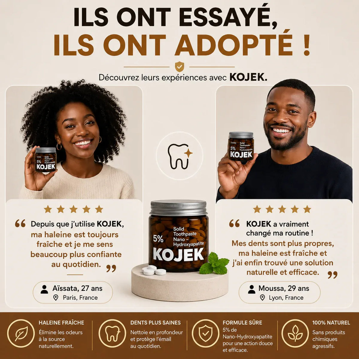 KOJEK™ | Comprimés de Dentifrice pour une Haleine Fraîche et une Bouche Saine