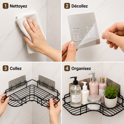 Organisateur Mural d'Angle Sans Perçage :Transformez Chaque Coin Perdu En Un Espace De Rangement Élégant. ✨