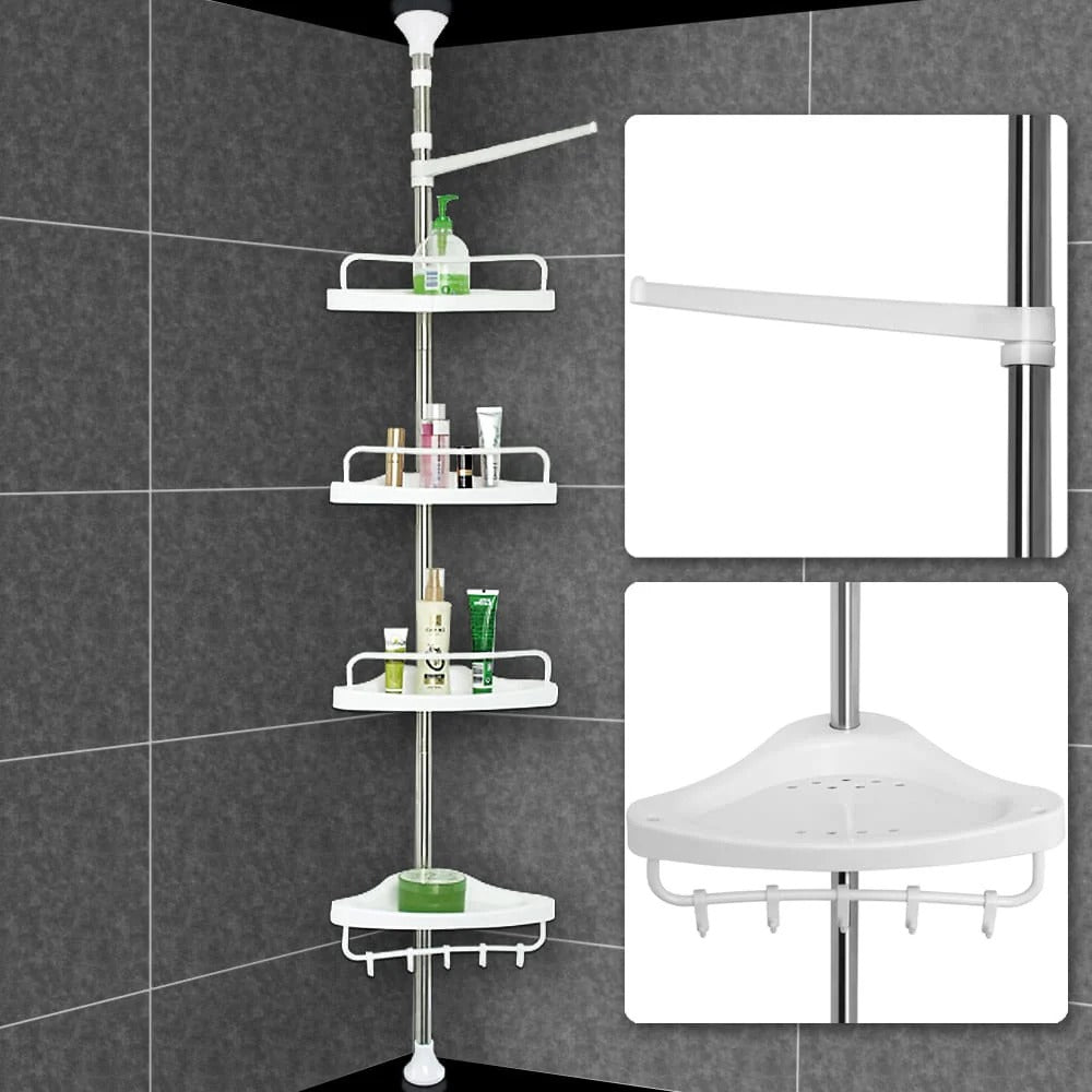 CoinZen™:L'étagère de douche télescopique qui transforme le désordre en une salle de bain élégante en quelques minutes.
